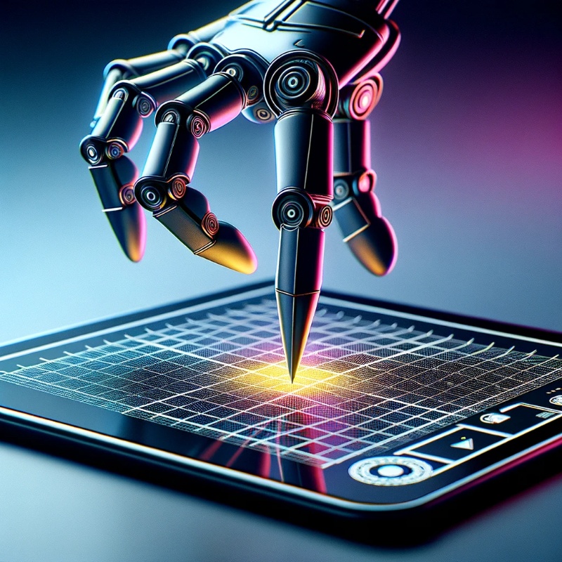 Bot pressing down on screen with finger